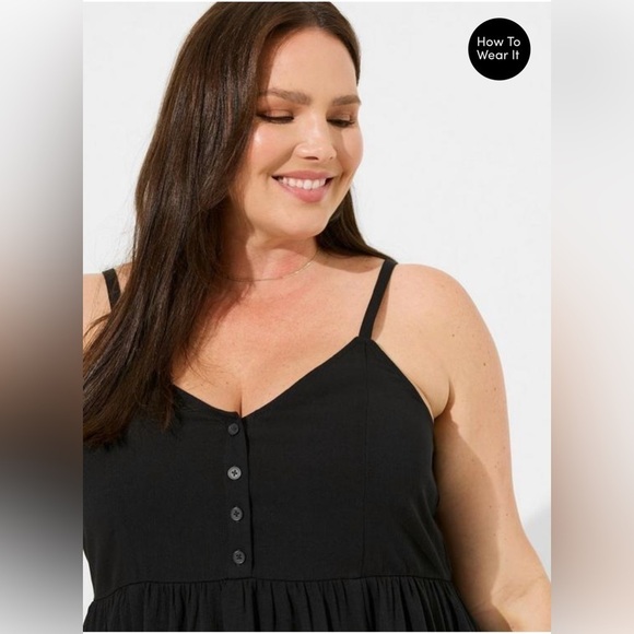 Torrid Black Button Front Peplum Cami Tank Top Plus Size 3X - Picture 4 of 6